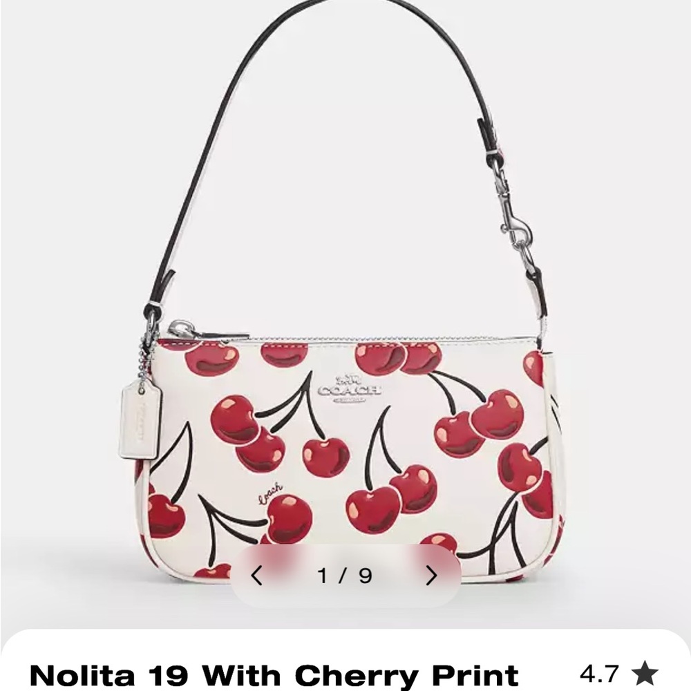 Coach Nolita 19 Cherry Print Shoulder Bag - Silver and Cream